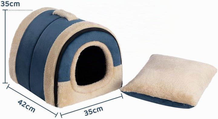 Hollypet Katzenbett Kleines Hundebett, 2-in-1 Faltbare Haustierbett für Katzen &amp; Kleine Hunde, Warme