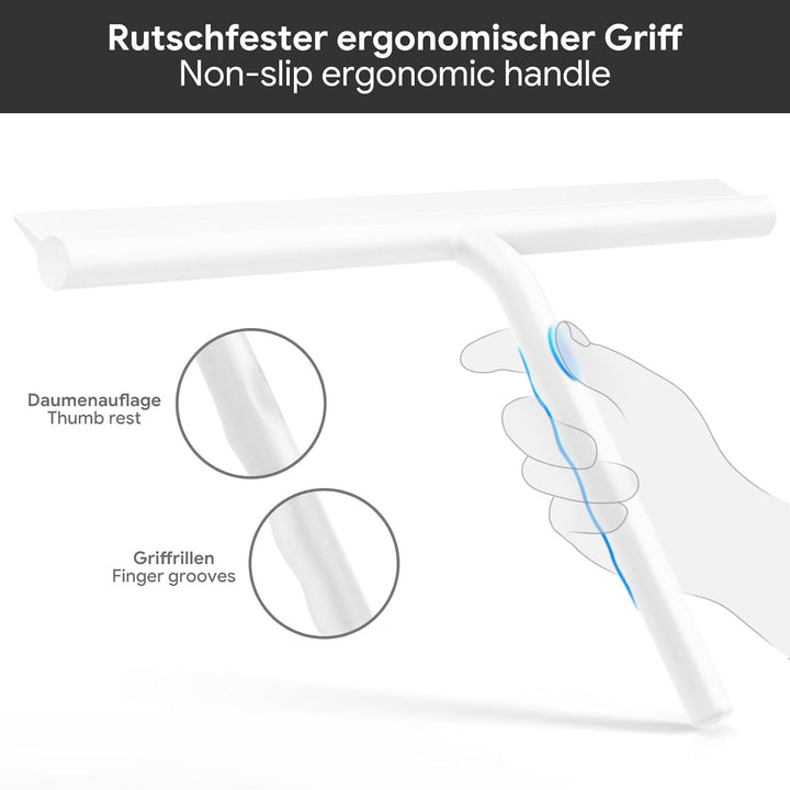 ecooe Silikon Duschabzieher 33cm Weiss, Abzieher Dusche mit Halter, ohne Bohren Duschabzieher, Fenst
