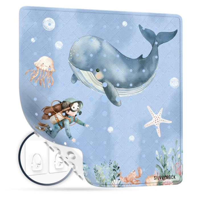 Duschmatte rutschfest 53x53 cm (Wal Unterwasserwelt Blau) - Antirutschmatte Dusche BPA frei - Badema