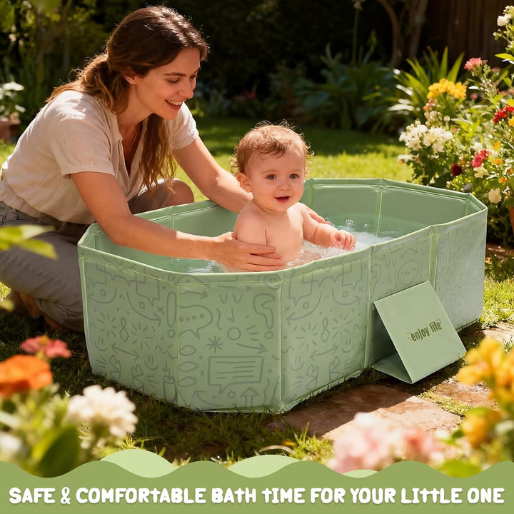 Faltbare Babybadewanne mit Ablaufstopfen, 75 × 45 cm – Platzsparende, rutschfeste Badewanne für Neug