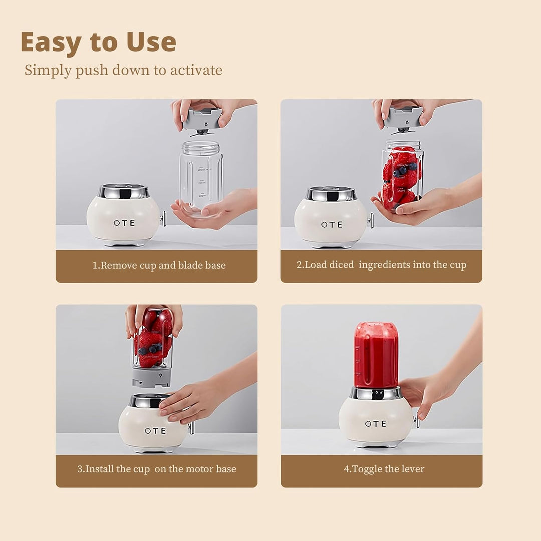 OTE Tragbarer Persönlicher Standmixer, Multifunktion Mixer Edelstahlgehäuse und 400 ml Fruchtmixer m