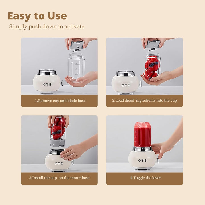 OTE Tragbarer Persönlicher Standmixer, Multifunktion Mixer Edelstahlgehäuse und 400 ml Fruchtmixer m