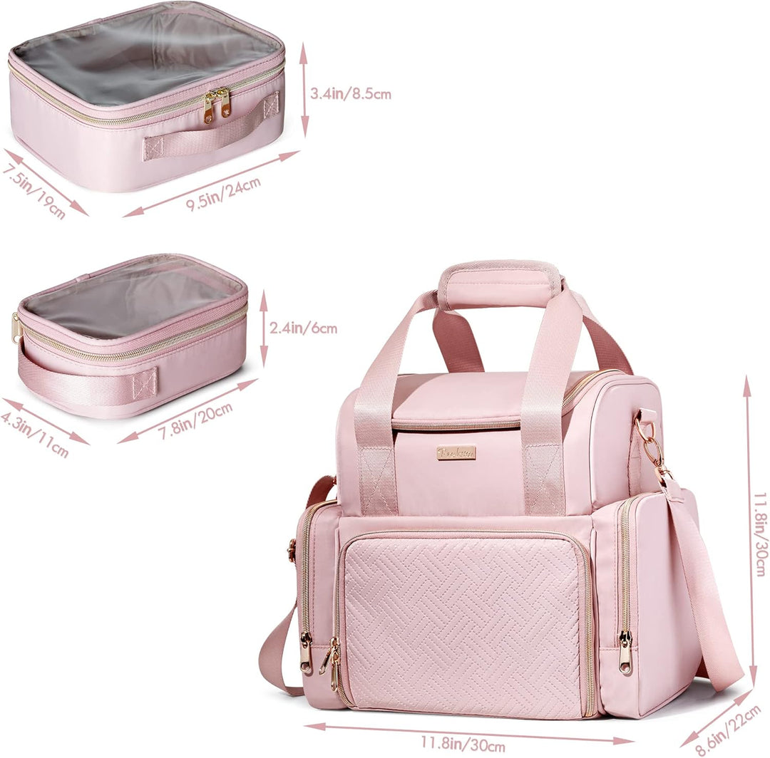 Grosses Makeup Tasche mit 3 Innentaschen, Doppellagiger Kosmetik Organizer mit Tasche für Makeup Bür
