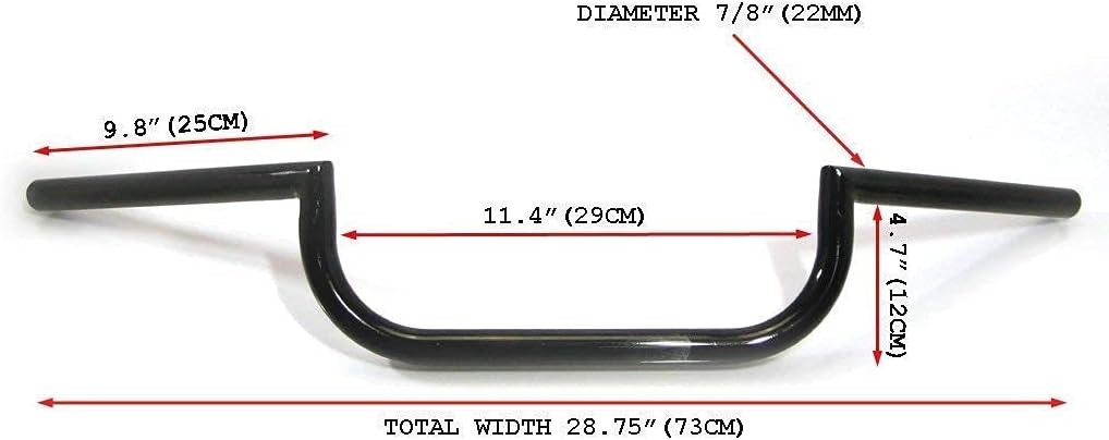 Motorrad Clubman Style Stahl 22mm 7/8" Schwarz Lenker