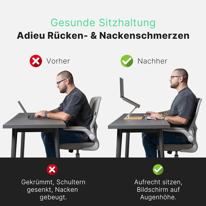 Laptop Ständer - Laptopständer - Notebook Ständer - Laptop Stand for Desk Bambus, Bambus