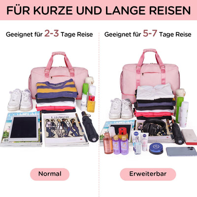 BERTASCHE Reisetasche Damen, Erweiterbare Weekender Tasche, Krankenhaustasche Gross Handgepäck mit N