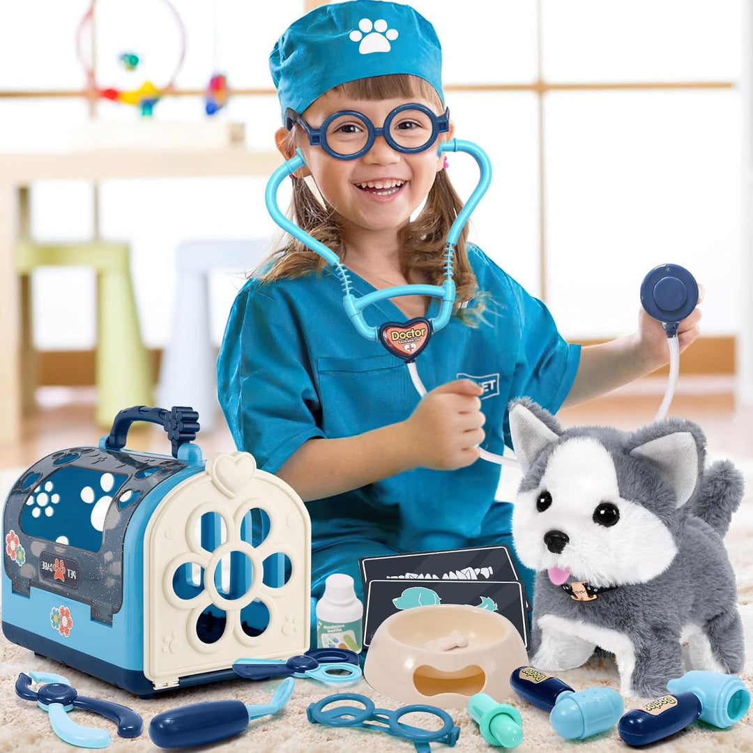 Tacobear Arztkoffer Kinder mit Elektrischer Hund Spielzeug der Läuft und Bellt Tierarzt Spielzeug Ar