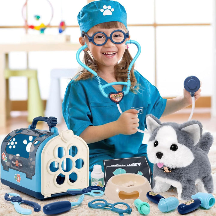 Tacobear Arztkoffer Kinder mit Elektrischer Hund Spielzeug der Läuft und Bellt Tierarzt Spielzeug Ar