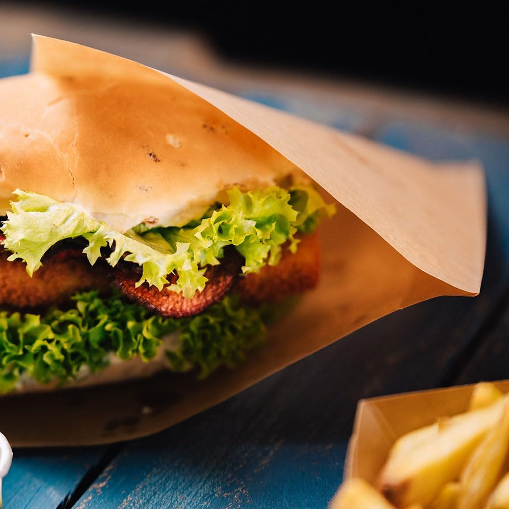 BIOZOYG 1000 Stück braune Snacktaschen 16x16 cm Papier I Burger Papier fettdicht I Dönertasche biolo
