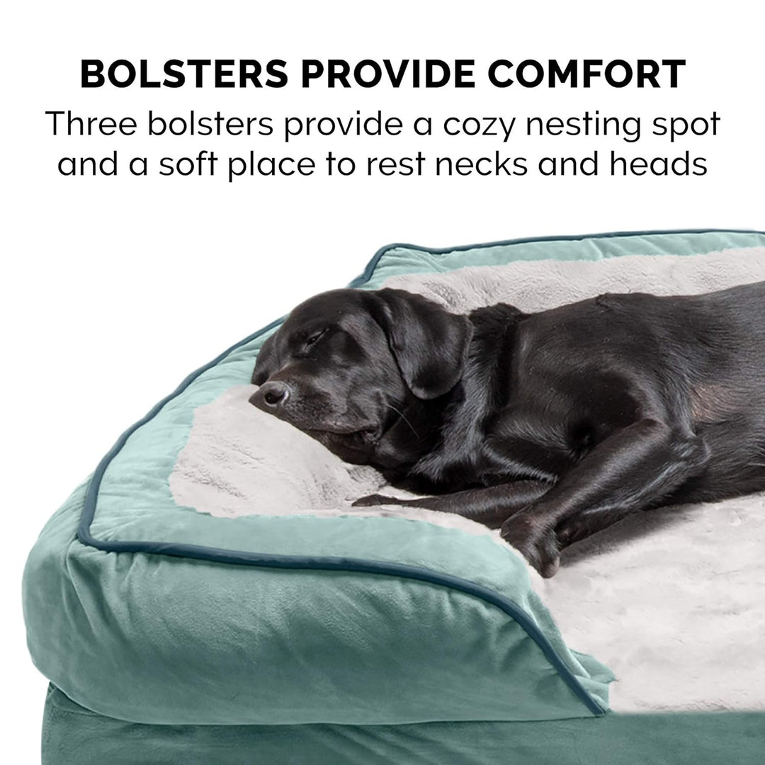 Furhaven Large Memory Foam Dog Bed Perfect Comfort Plush & Velvet Waves Sofa-Style w/Removable Washa