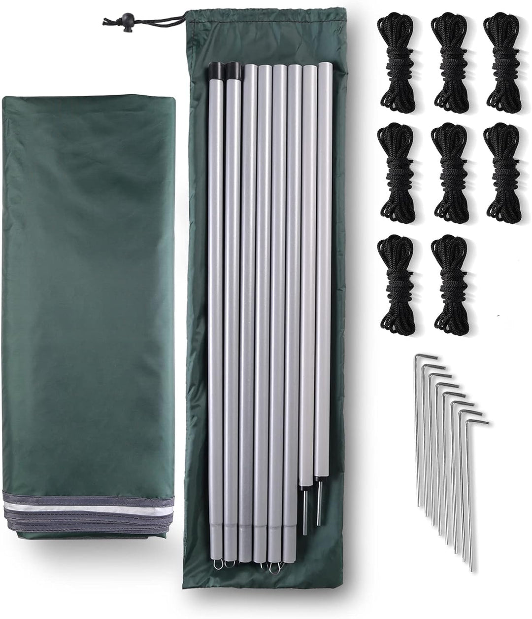 Baogu 3x3m Zeltdach Zeltplane Camping Tarp mit Stützstange, Erdnägeln und Nylonschnur Grass Grün, Gr