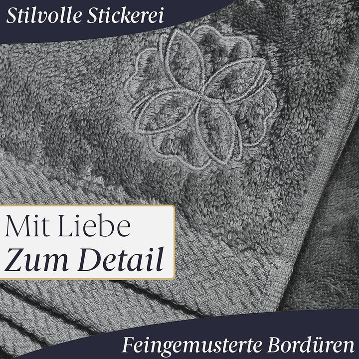 Liebenstein® Premium Handtuch Set - in anthrazit - 2 Duschtücher 70x140 cm und 2 Handtücher 50x100 c