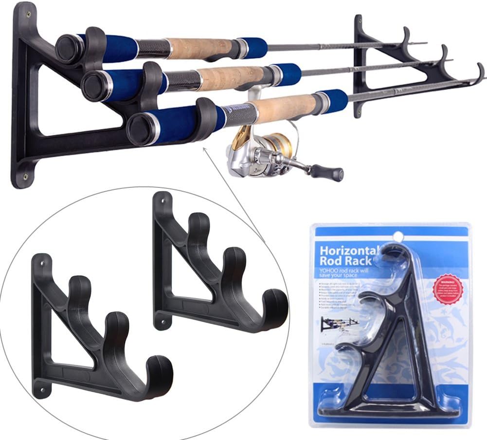 Croch Horizontal Wand Rutenhalter Rod Rack für 3 Angelruten 4 Paar, 4 Paar