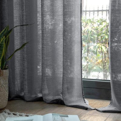 MIULEE 2er Set Voile Vorhang Sheer Leinenvorhang mit Ösen Transparente Unregelmässige Textur Gardine