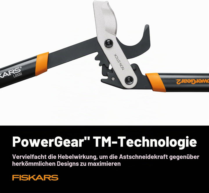 Fiskars 394801-1003 PowerGear2 Bypass Lopper, 32 Inch, Black/Orange, US import