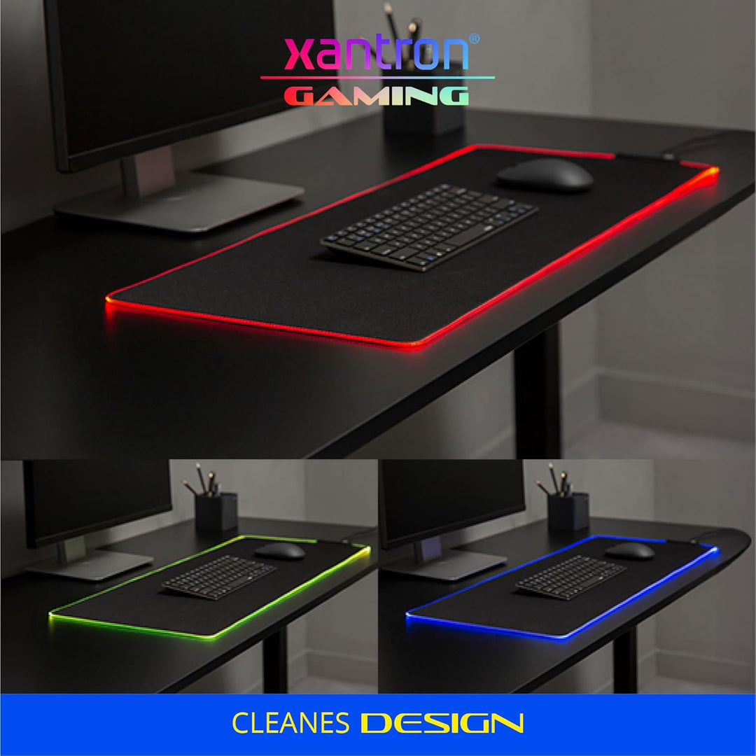 Xantron® Grosses Gaming Mauspad RGB 800x300 XXL mit perfektem Glide [rutschfest, Wasserabweisend] Mo