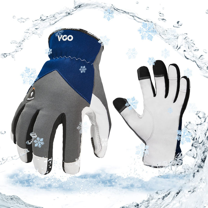 Vgo... Mechanikerhandschuhe,Rigger Handschuhe aus Leder für leichte Arbeiten, Anti-Abrasion Medium,