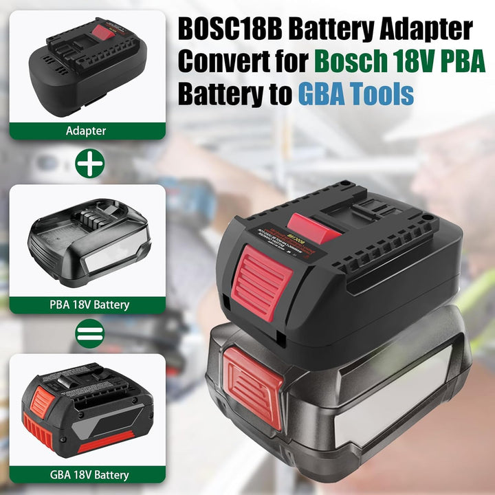 BOSC18B Batterieadapter für Bosch PBA auf GBA, Akkuadapter für Bosch PBA/PSB/PSR Akku auf Profession