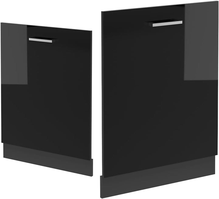 Vicco Geschirrspülblende R-Line, Schwarz Hochglanz, 60 cm ohne Arbeitsplatte, zur freien Kombination