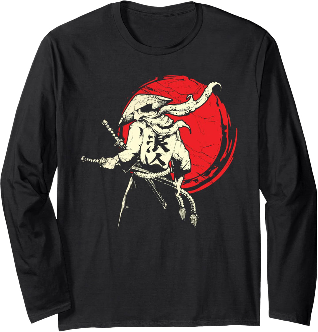 Ronin Japanischer Krieger Japanische Flagge Samurai Langarmshirt