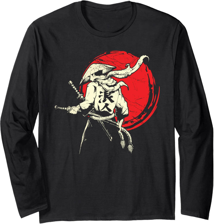 Ronin Japanischer Krieger Japanische Flagge Samurai Langarmshirt