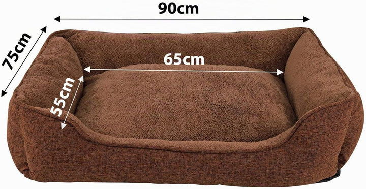 lionto Hundebett meliert Hundekissen Hundekörbchen Bezug abnehmbar, (M) 90x75 cm braun L 90 x B 75 x