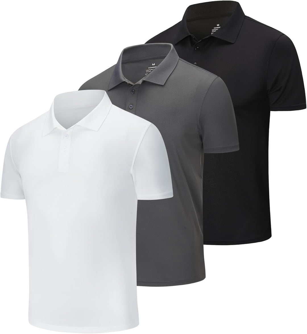 ZENGVEE 3er Pack Poloshirt Herren Sport Atmungsaktives Anti Geruch Schnelltrocknend Casual Outdoor X