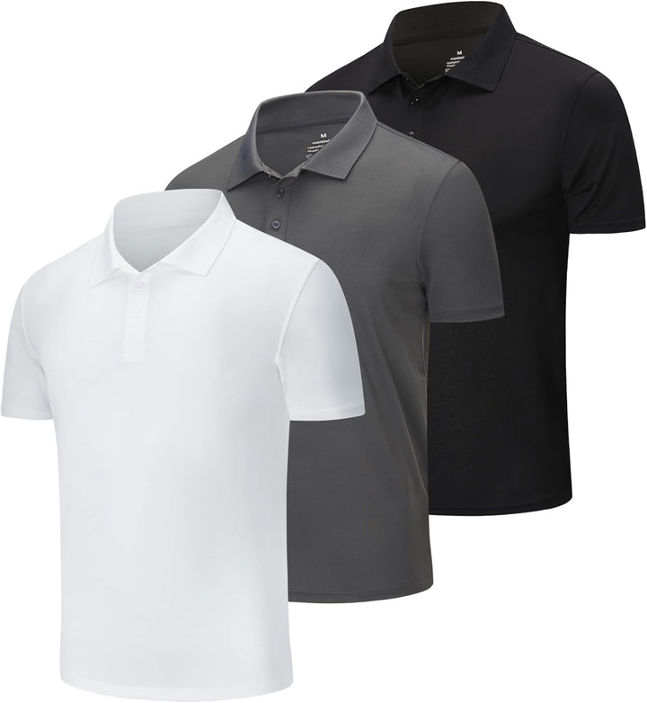 ZENGVEE 3er Pack Poloshirt Herren Sport Atmungsaktives Anti Geruch Schnelltrocknend Casual Outdoor X