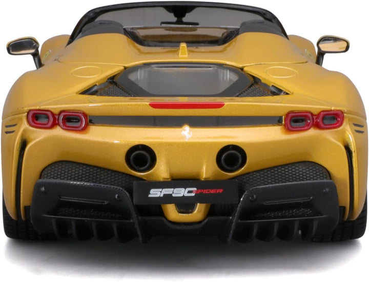 Bburago Ferrari SF90 Spider: Modellauto im Massstab 1:18, Ferrari Race & Play Serie, Kofferraum, Mot
