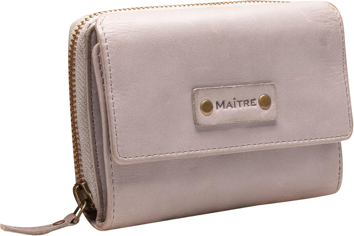 Maitre - Steinbach dagrete Purse mh14fz Hellgrau 13,5X9,5 Farbe:hellgrau / Material:cotton,cow Leath