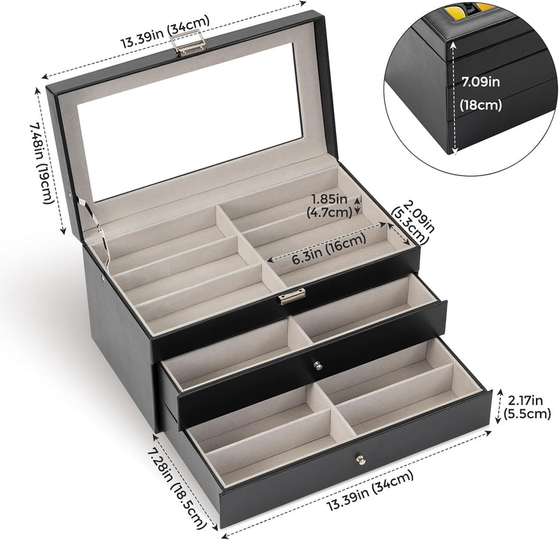 ProCase Brillenbox Sonnenbrillen Displaybox Aufbewahrungsbox aus Leder Brillenschatulle Brillenkoffe