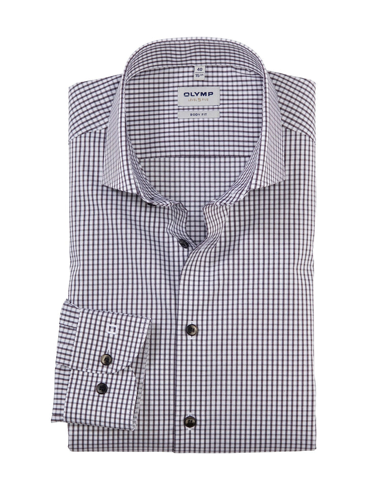 OLYMP Herren Businesshemd Langarm Level Five,Gitter Karo,Body fit,Royal Kent 44 Schwarz 68, 44 Schwa
