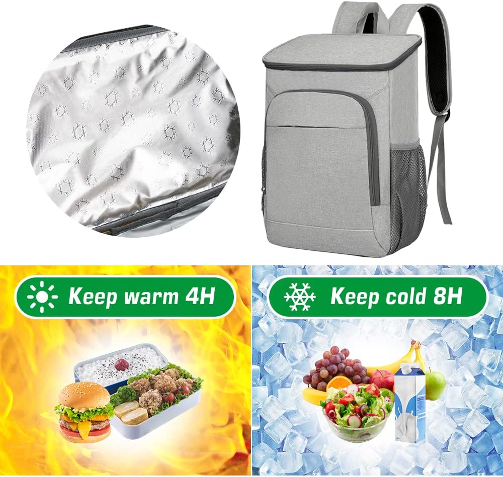 Lixada Thermo-Rucksack mit Kühlbox, Lunchbox, wasserdicht, zweistöckig, für Camping, Wandern, Pickni