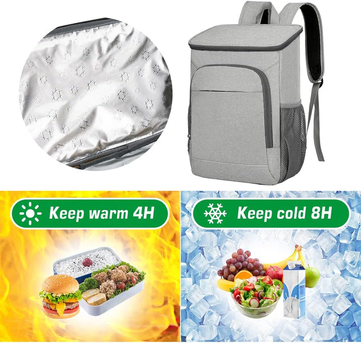 Lixada Kühl-Rucksack mit Kühlbox, Kühlbox, wasserdicht, zwei Etagen, für Camping, Wandern, Picknick,