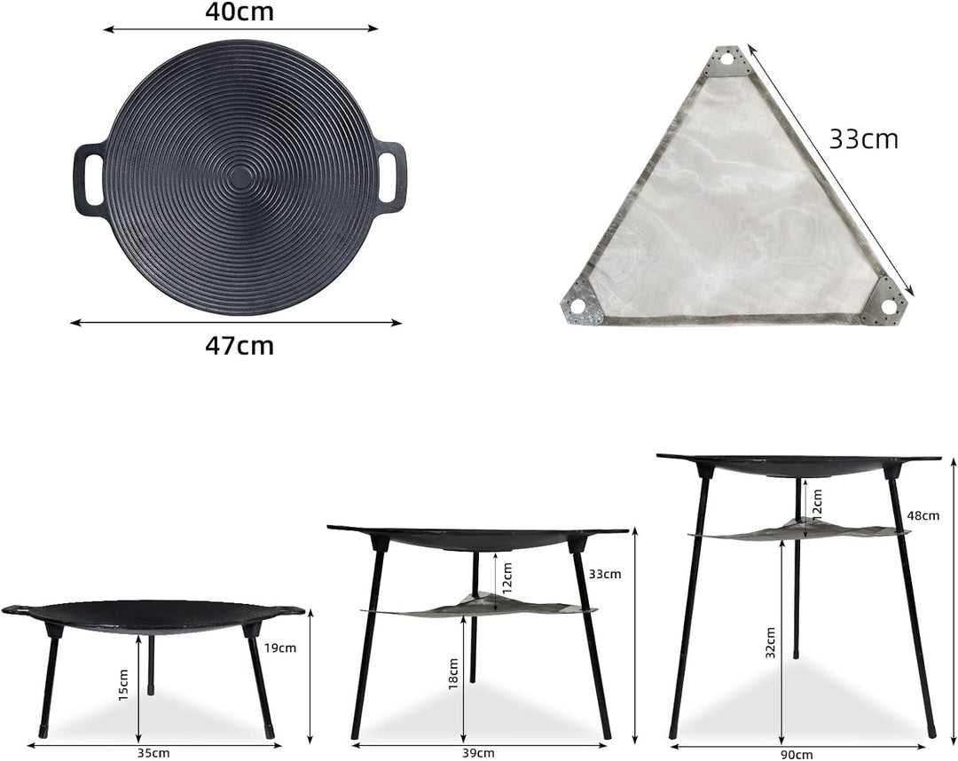 CCLIFE BBQ Grillpfanne Koreanische Grillpfanne aus Gusseisen Runde Grillplatte Antihaftbeschichtung,