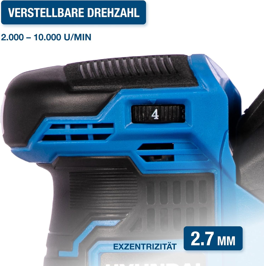 HYUNDAI Akku-Exzenterschleifer COS1801LI, Schwingschleifer, Schleifmaschine, Schleifer, Schleifgerät