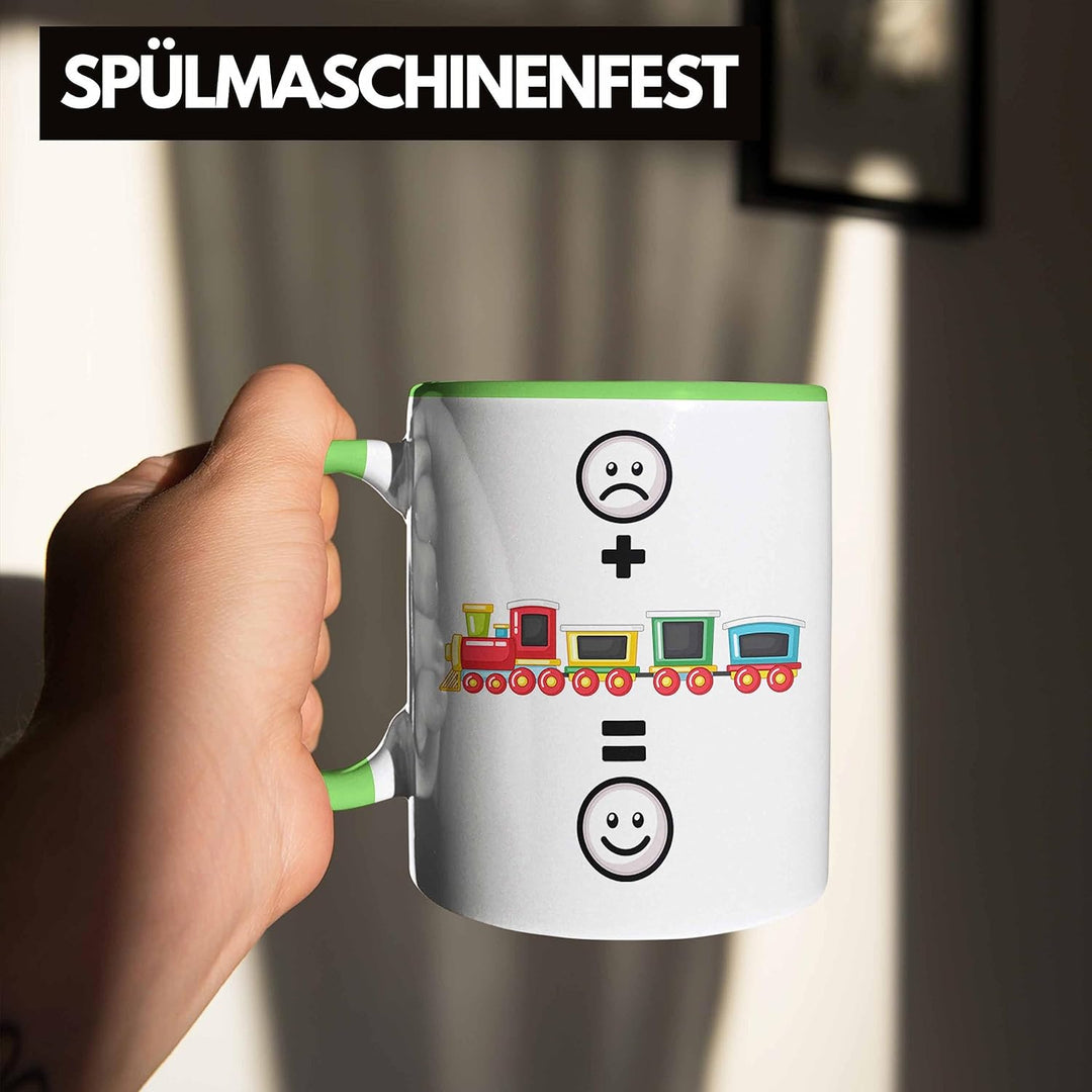 Trendation - Eisenbahn Tasse Geschenk für Eisenbahner Modelleisenbahn :(+ Eisenbahner = :) Lustige G