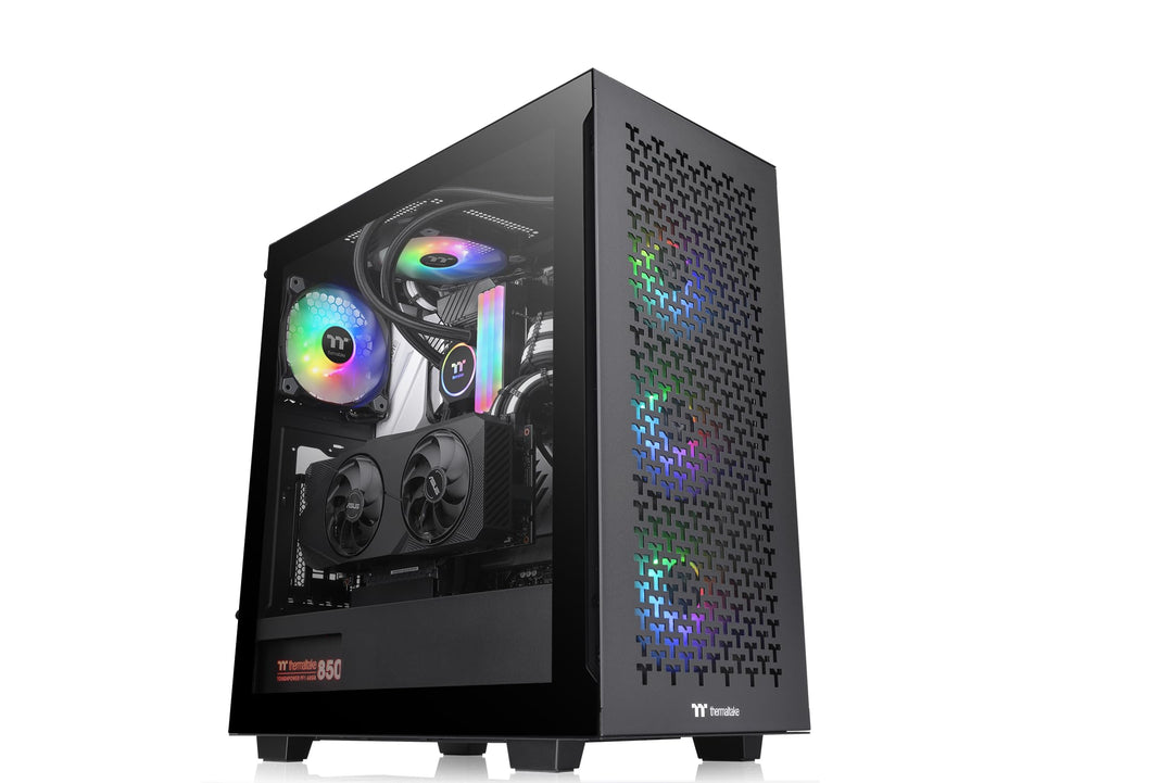 Thermaltake V350 TG ARGB Air Black | PC-Chassis | Mid-Tower-ATX-Gehäuse | 4mm gehärtetes Glas | 4X L