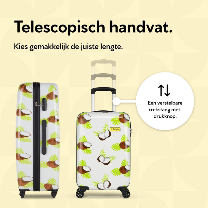 Handgepäck Koffer mit 4 Rollen 53x35x20cm - Hartschalen Kabinentrolley - Zahlenschloss - 33L - Crazy