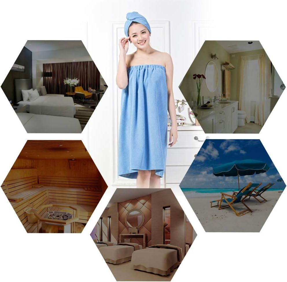Womens Spa Wrap Cotton Spa Duschbad und Turnhandtuch mit Druckknöpfen, Damenhandtuch Wrap Hair Turba