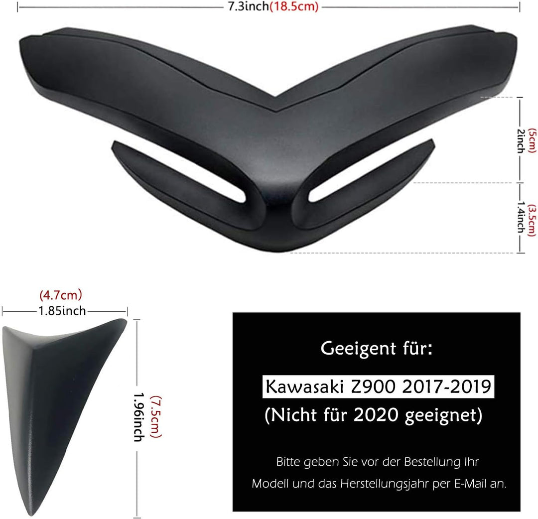 PSLER® Motorrad Frontverkleidung Nasenabdeckung für Kawasaki Z900 2017-2019 (Schwarz), Schwarz