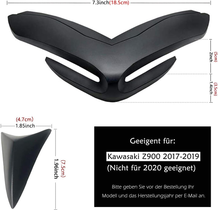PSLER® Motorrad Frontverkleidung Nasenabdeckung für Kawasaki Z900 2017-2019 (Schwarz), Schwarz