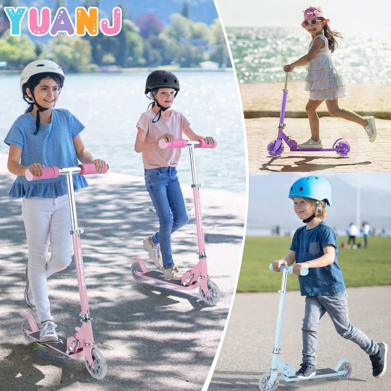 Yuanj Roller Kinder Scooter, Höhenverstellbarer kinderscooter mit LED PU Räder, kinderroller für Mäd