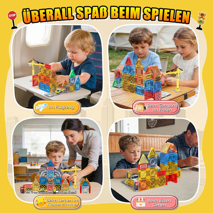iKidiki Mini Magnetische Bausteine Reiseset, Geschenk Junge 3 4 5 6 7 8 Jahre Reisespiele Kinder Spi