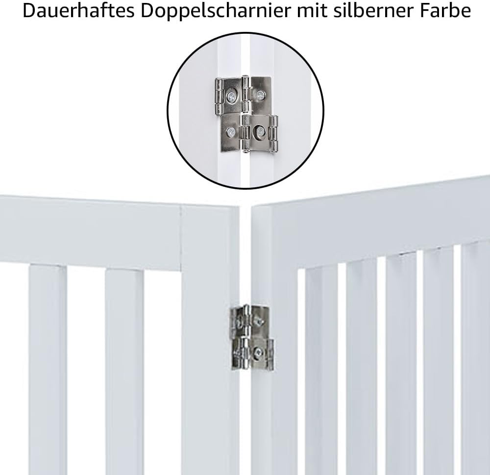 unipaws Treppenschutzgitter ohne Bohren mit Füssen, Absperrgitter Hund, Freistehendes Holz-Hundetore