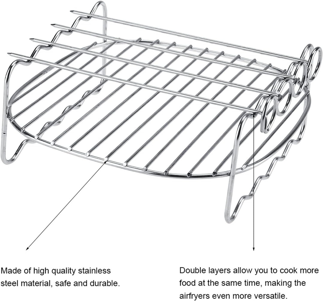 Doppelschicht Backen Grill, Grillständer, Edelstahl Heissluftfritteuse Zubehör, Ersatz BBQ Rack Dopp