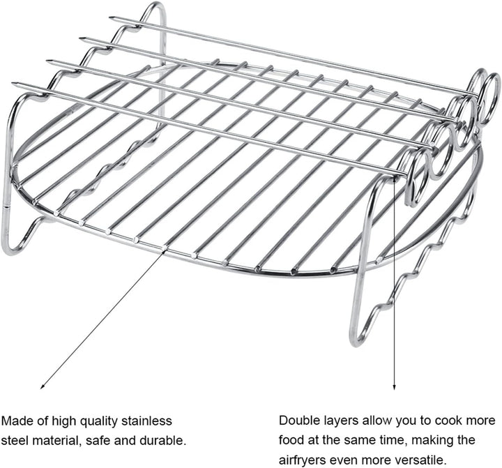 Doppelschicht Backen Grill, Grillständer, Edelstahl Heissluftfritteuse Zubehör, Ersatz BBQ Rack Dopp