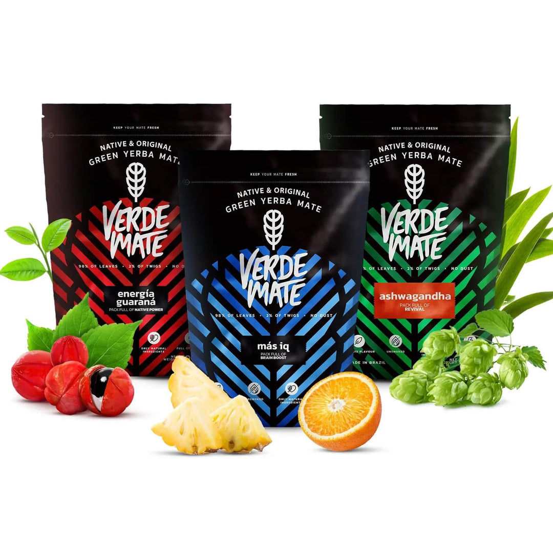 Mate Tee Verde Mate Set 1,5kg - Brasilien Yerba Mate - 5mm Grobe Blätter - Luftgetrocknet, Staubarm
