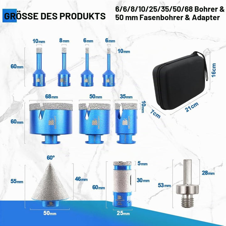 Diamant Fliesenbohrer Set - Diamantbohrer für Fliesen Porzellan Keramik Marmor Granit Bohrungen25&amp;50
