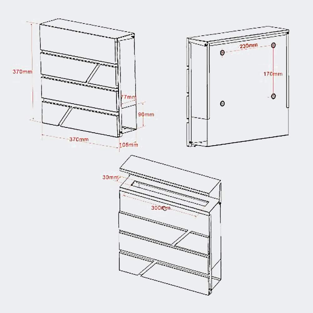 Wiltec Designer Briefkasten V14 Anthrazit 370 x 105 x 370 mm, Wandbriefkasten mit Schloss und Zeitun